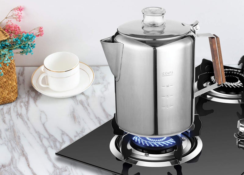 Tops 55705 Rapid Brew Stovetop Coffee Percolator, Stainless Steel, 2-12, 12-Cup, No Color - Image 2